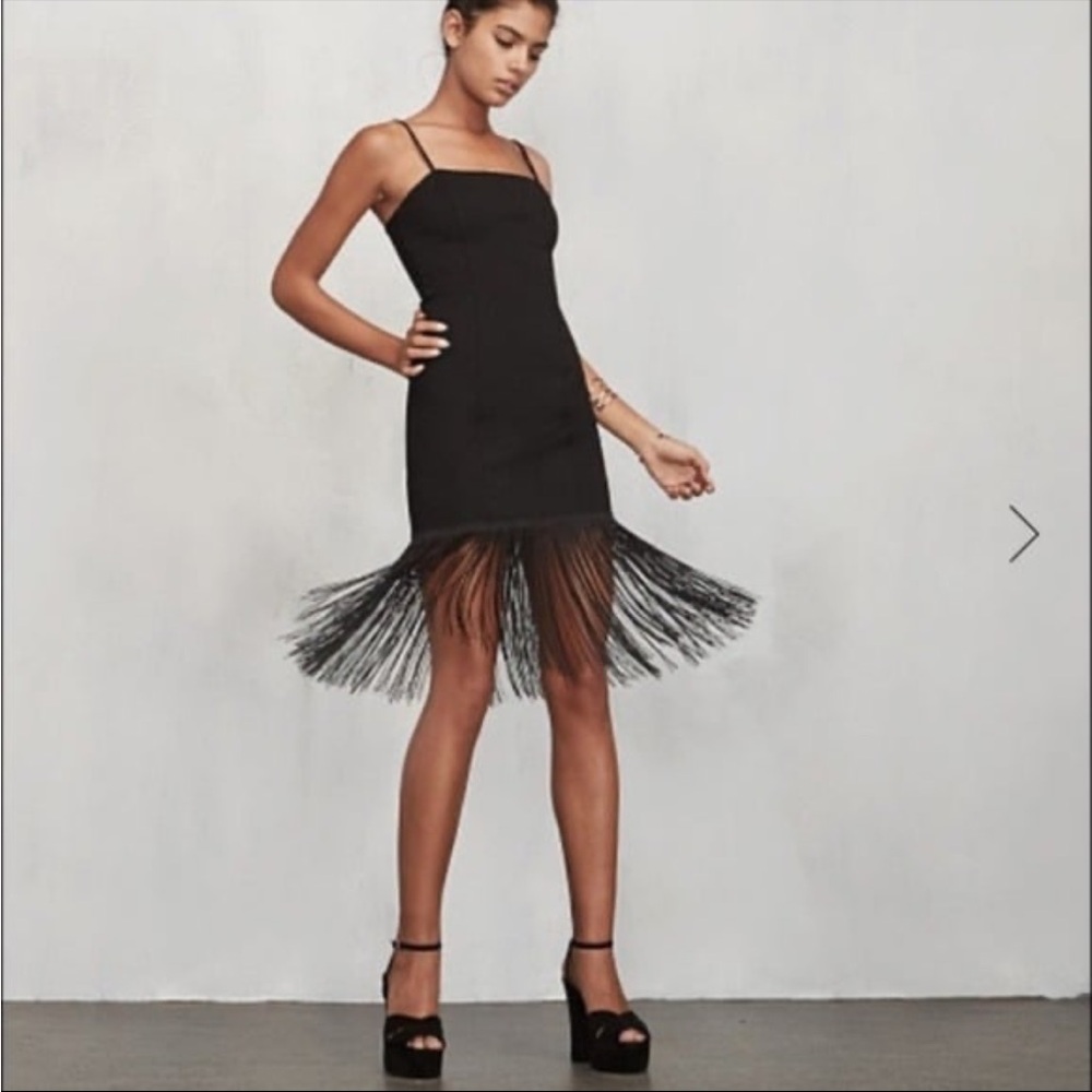 Reformation Black Fringe Midi Dress - XS